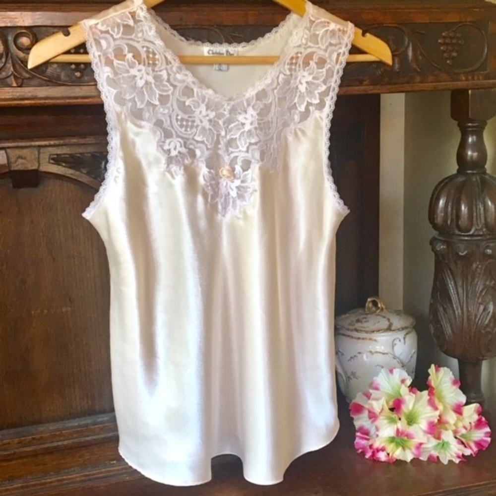 Christian Dior Silky Imported Lace Peach Evening Camisole sz small